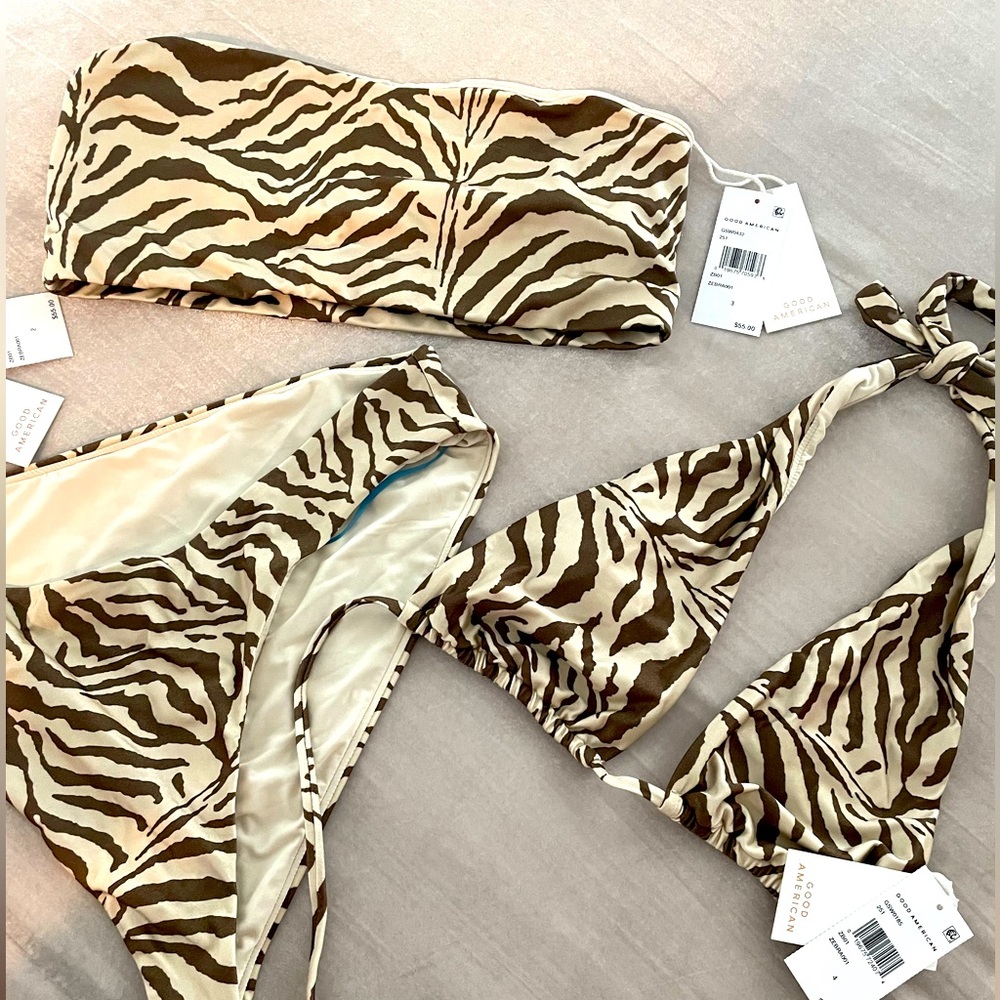 Never worn Good American Zebra Print Bikini